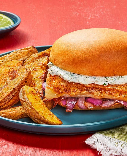 Chimichurri Grilling Cheese Toasties with Caramelized Onion & Southwest Potato Wedges