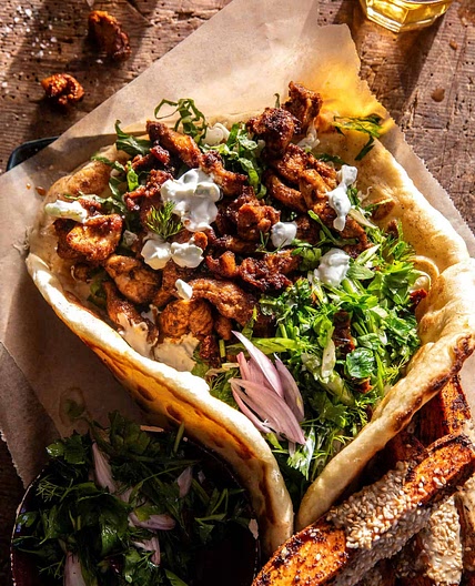 Sheet Pan Chicken and Tahini Sweet Potatoes