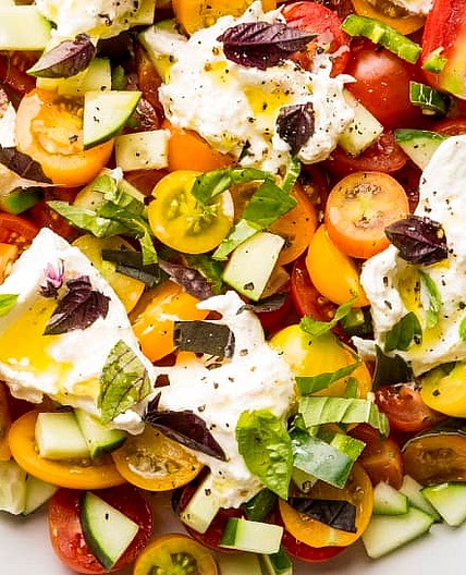 Spicy Cherry Tomato and Cucumber Salad with Basil