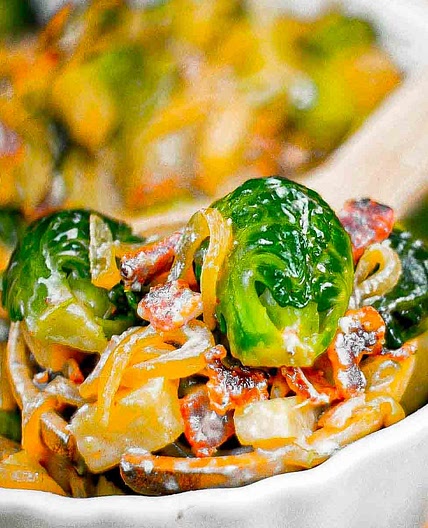 Creamy Brussels Sprouts and Bacon Casserole