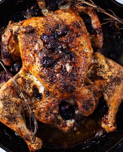 Juicy Cast-Iron Brie Stuffed Roast Chicken