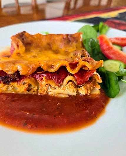 Double Batch Red Pepper Cottage Cheese Lasagna