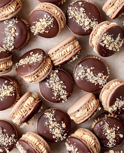 Dark Chocolate Peanut Butter Macarons