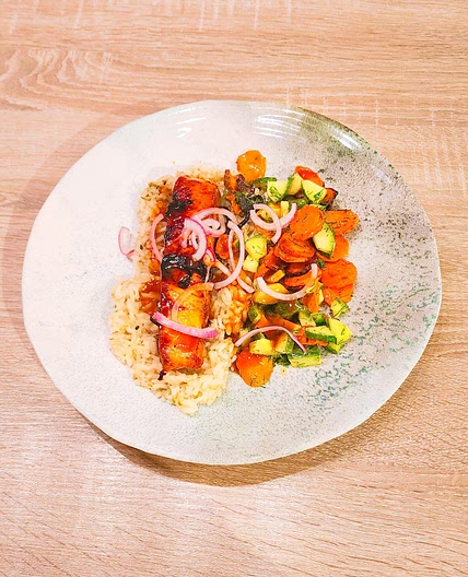 Saumon laqué au chutney de mangue