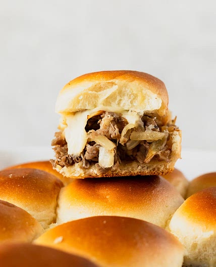 Philly Cheesesteak Sliders on King's Hawaiian Rolls