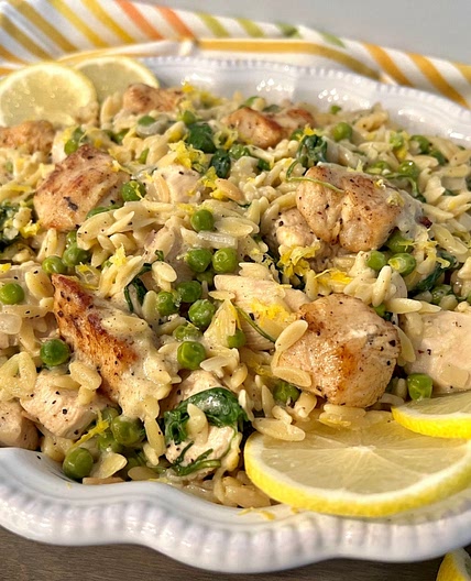 Creamy Lemon Chicken Orzo Pasta Recipe