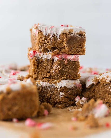 Healthy Peppermint Sugar Cookie Bars (Refined Sugar Free, Gluten Free, High Protein)