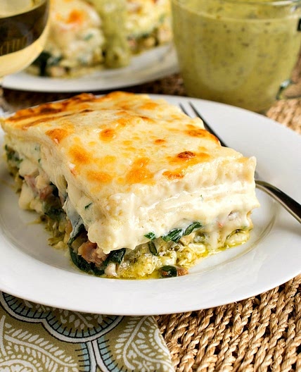 Chicken Lasagna with Pesto Cream Sauce