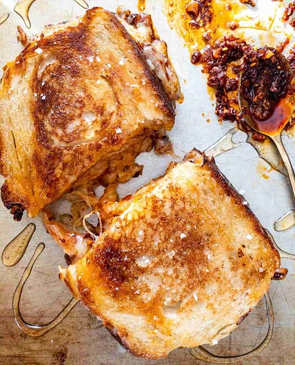 Spicy Cheese Sandwich With Chili Crisp & Honey