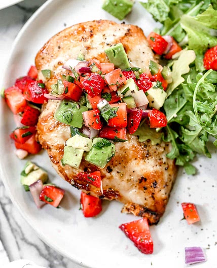 Grilled Chicken Breast with Strawberry Avocado Salsa