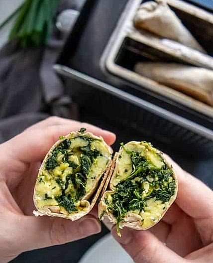 Spinach, Egg, and Cheese Breakfast Burritos