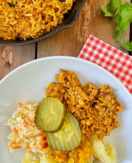 Vegan Shredded BBQ Tofu with South Carolina Style Mustard Sauce