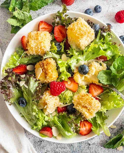 Summer Berry Salad with Air Fried Brie Bites
