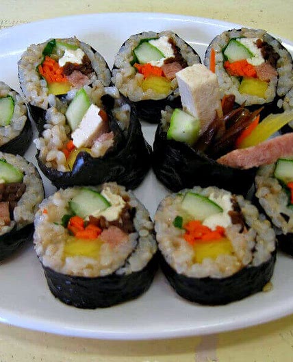 Vegan Kimbap (aka Gimbap): Veggie, Rice, and Seaweed Roll