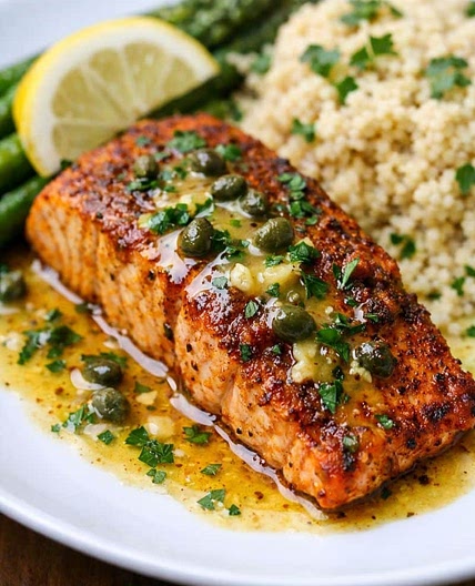 Baked Cajun Salmon with Lemon Butter Sauce