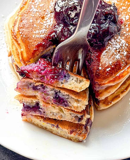 Lemon Ricotta Pancakes with Blueberries