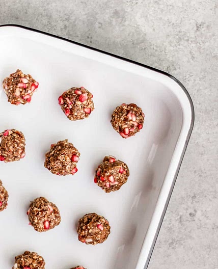 Oat Bliss Balls With Dates + Pomegranate