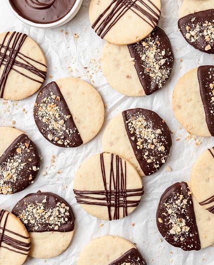Chocolate Dipped Almond Shortbread Cookies