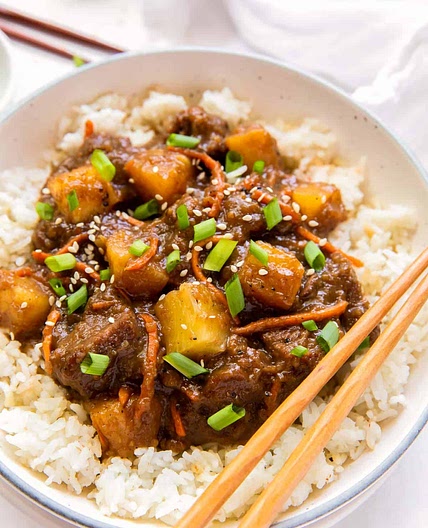 Slow Cooker Mongolian Beef with Pineapple