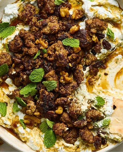 Smashed Beef Kebab With Cucumber Yogurt