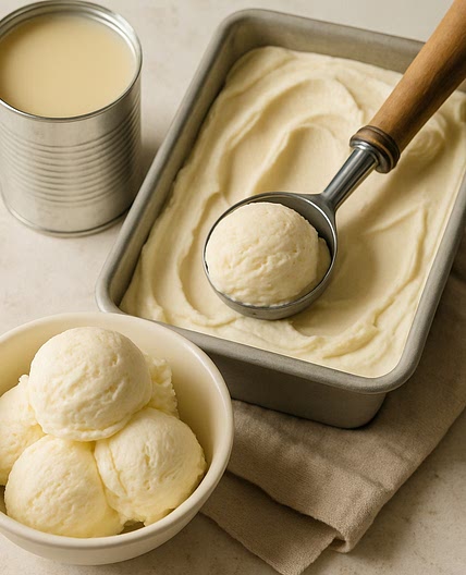 Homemade Sweetened Condensed Milk Ice Cream, from Emily Stimpson Chapman