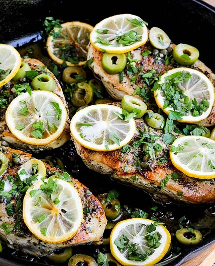 Chicken with Lemon, Green Olives, and Capers