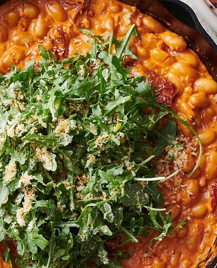 Creamy, Spicy Tomato Beans and Greens