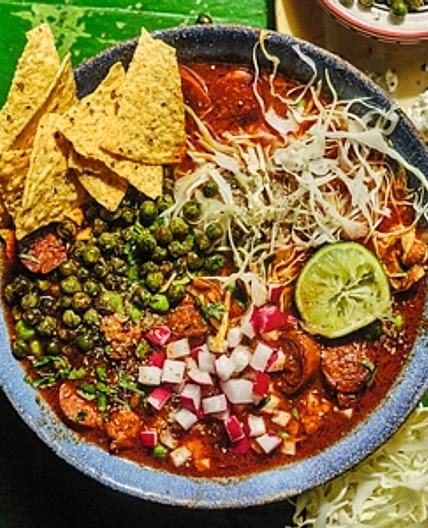 Chorizo and pea pozole