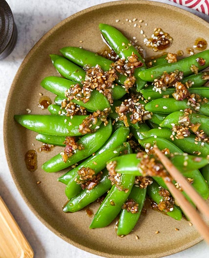 Sugar Snap Peas with Sesame Dressing