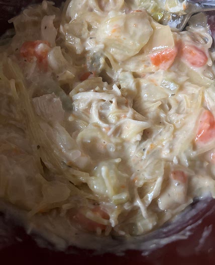 Homemade creamy chicken noodle soup