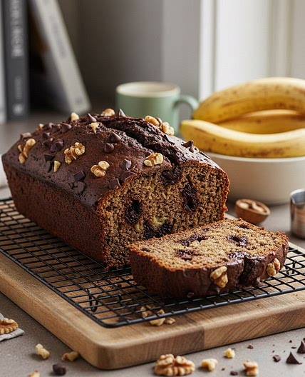 Chocolate walnut banana bread