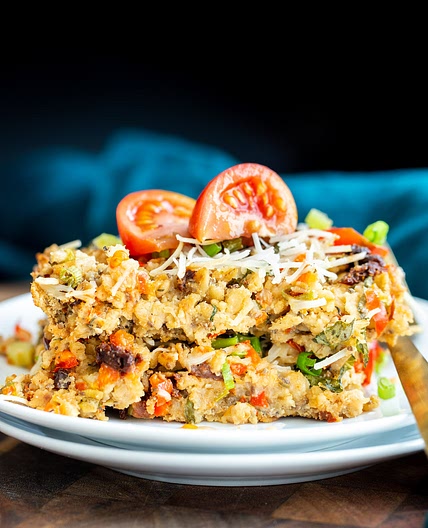 Savory Pizza Oatmeal Bake