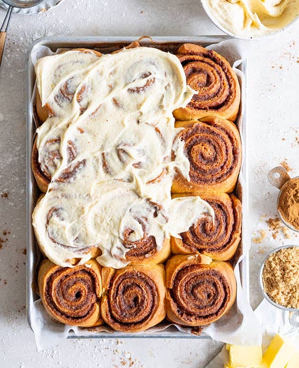 Brown Butter Cinnamon Rolls with Brown Butter Cream Cheese Frosting