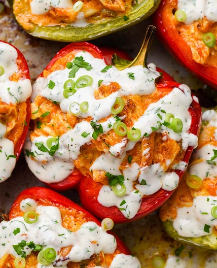 Buffalo Chicken Stuffed Peppers (Dairy-Free & Low Carb)