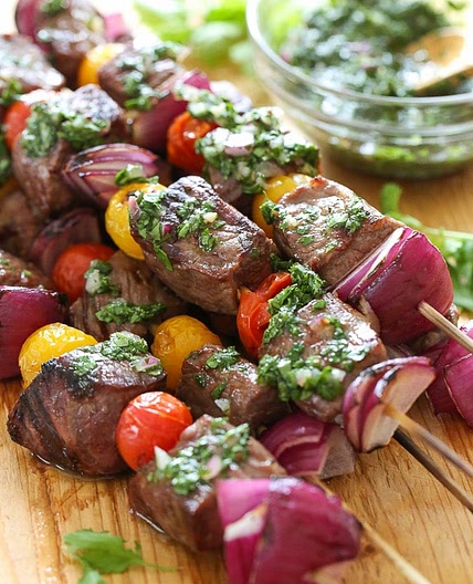 Steak Kebabs with Chimichurri
