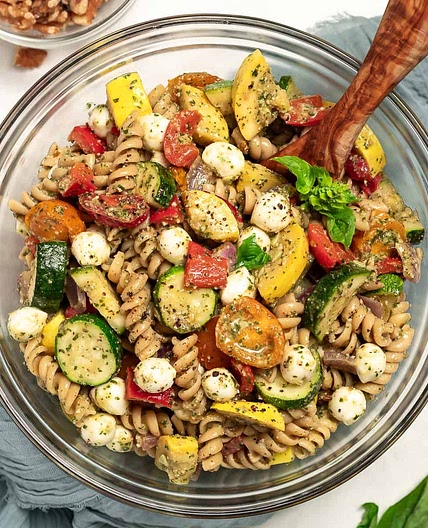 Walnut Pesto Pasta Salad With Roasted Vegetables