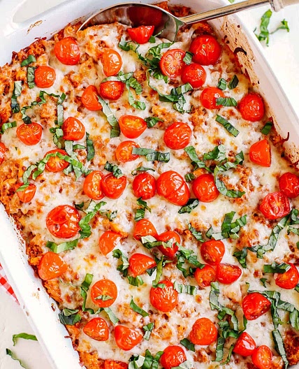 Cheesy Caprese Chicken & Quinoa Casserole