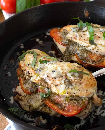 Pesto Tomato and Mozzarella Stuffed Chicken Breasts