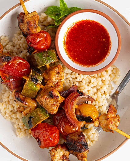 30 Minute Harissa Chicken Skewers