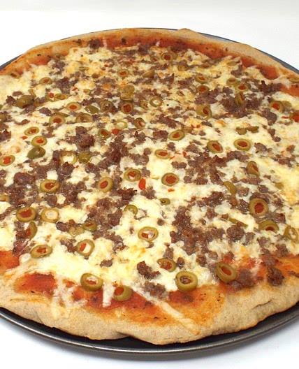 Homemade Italian Sausage and Green Olive Pizza from Scratch