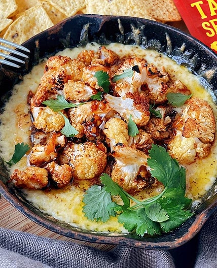 Quick Queso Fundido with Roasted Chipotle Cauliflower