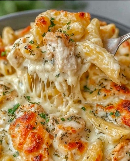 Creamy Garlic Boursin Chicken Pasta Bake