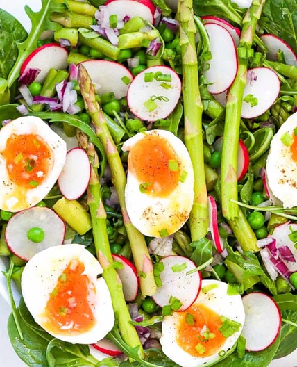 Asparagus and Pea Salad with Soft-Boiled Eggs