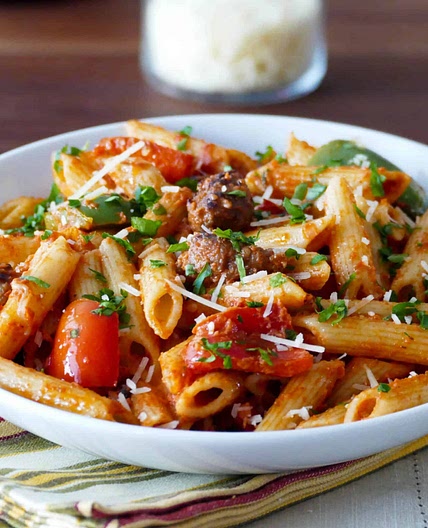 Instant Pot Pasta | Penne with Sausage in Tomato Cream Sauce