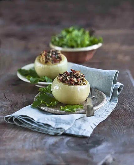 Oignons farcis aux champignons