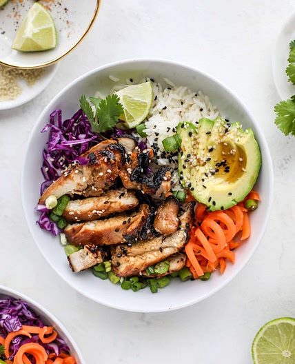 Sesame Soy Chicken Bowls with Coconut Rice