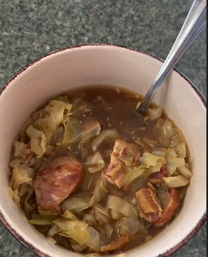 Cabbage soup with Andouille sausage & Bacon
