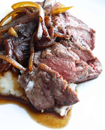 Venison Medallions with Onion Balsamic Sauce