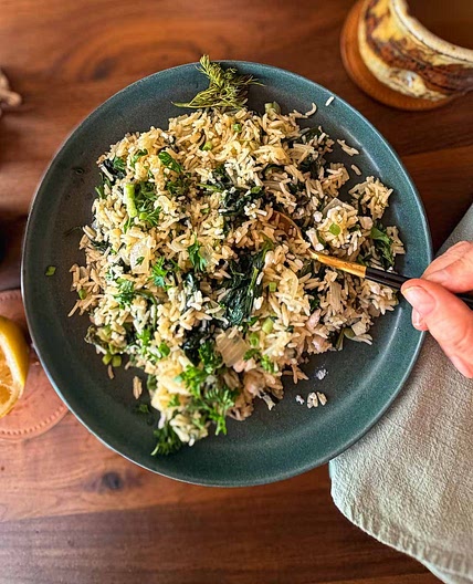 Greek Spinach Rice (Spanakorizo)