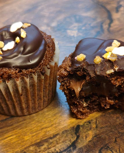 Gefüllte Schoko-Nougat Mini-Muffins